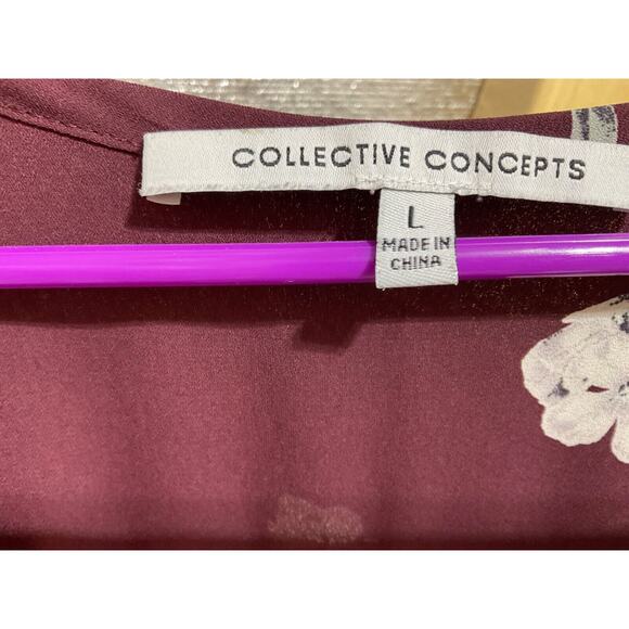 Collective Concepts Sheer Floral Long Sleeve Large Top V-Neck Lightweight - Picture 2 of 6